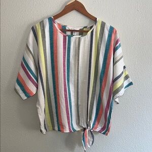 Time and Tru Multicolor Striped Blouse
